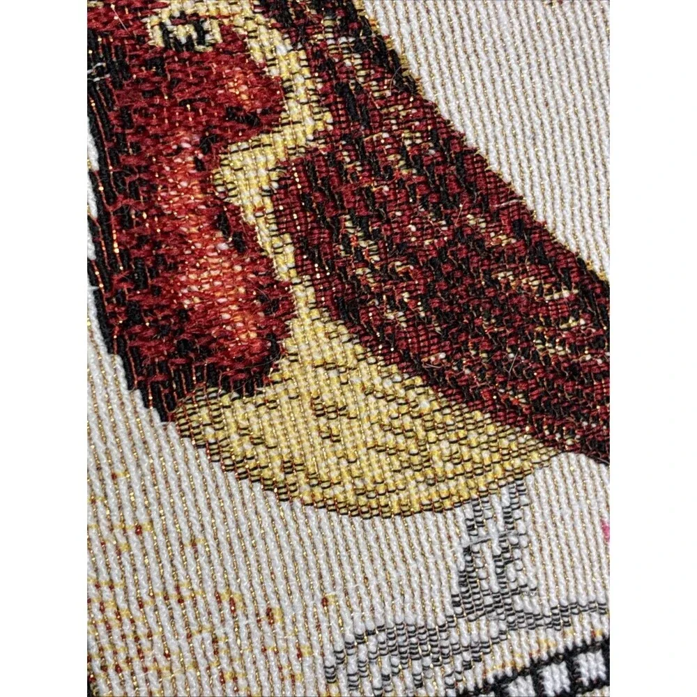Christmas Winter Bird Tapestry Placemats Set/4 Holiday Snow Holly Gold Metallic